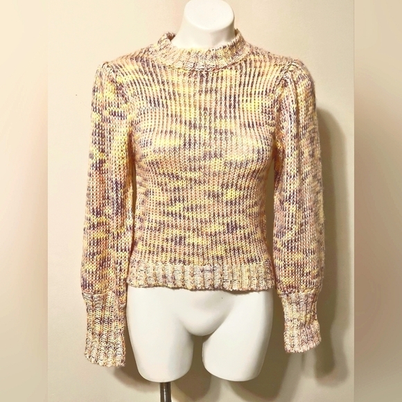 All in Favor Sweaters - All in Favor Pink and Yellow Cowl Neck Sweater with Chunky Knit